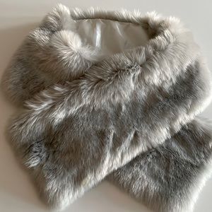 Grey silver faux fur shawl